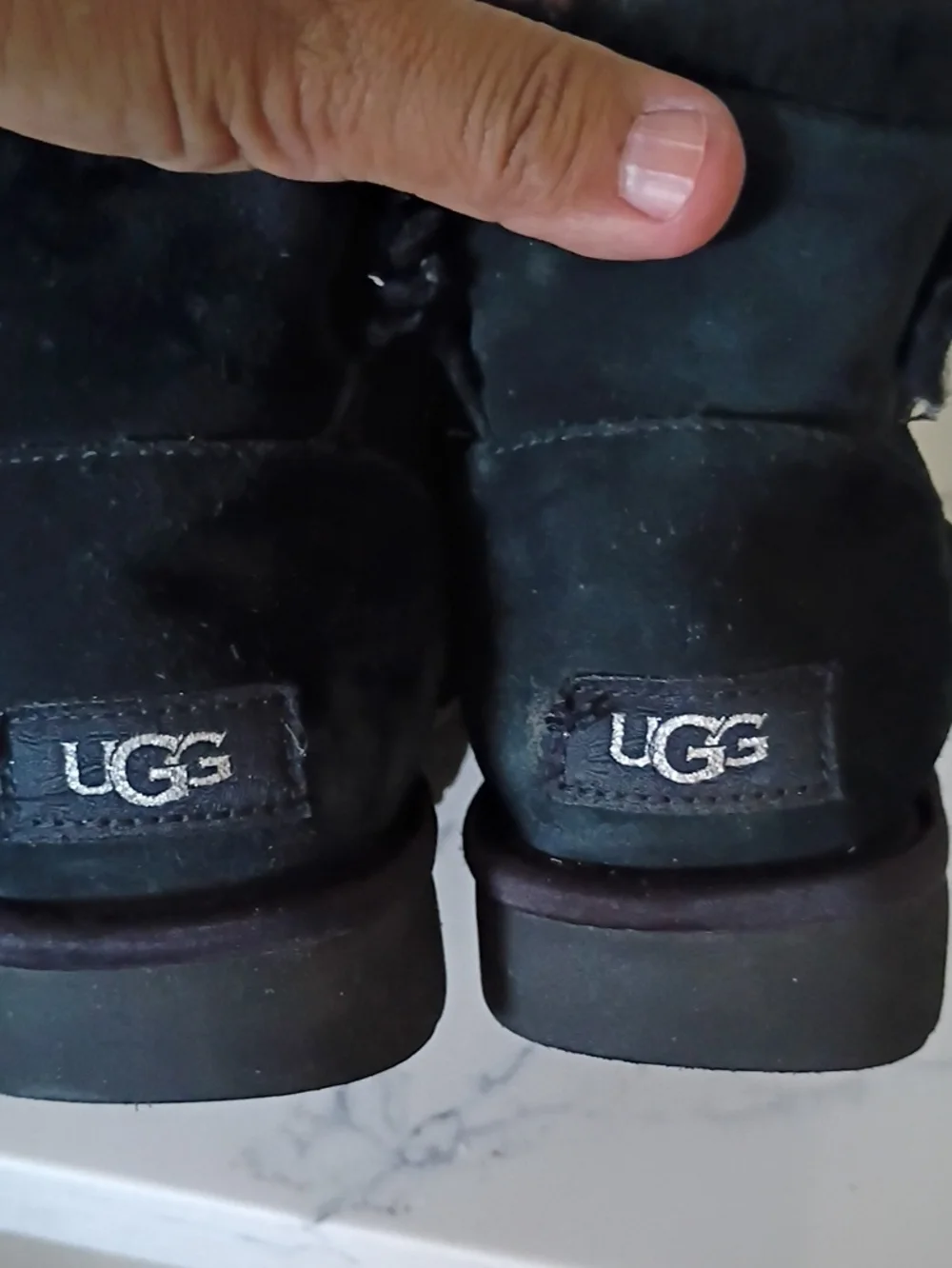 Ugg Women's Black Faux Fur Suede Ankle Boots with Stud Detail